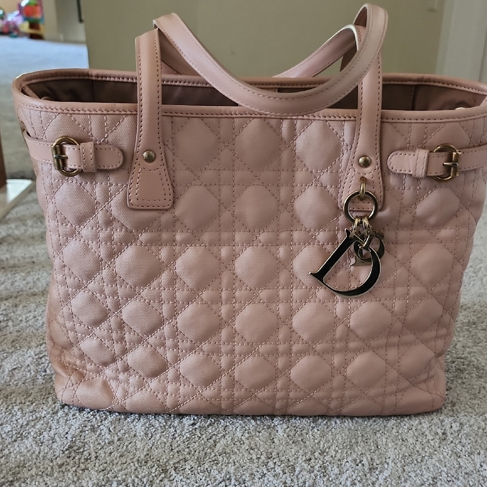 Christian Dior Pink Cannage Quilted Tote Bag